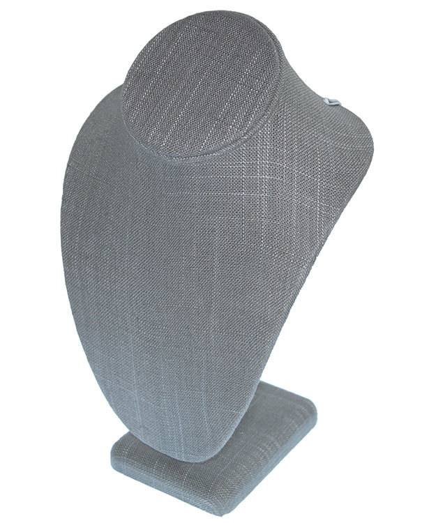 DCH7897 = Grey Linen Necklace Display 6-1/2'' wide x 10'' high