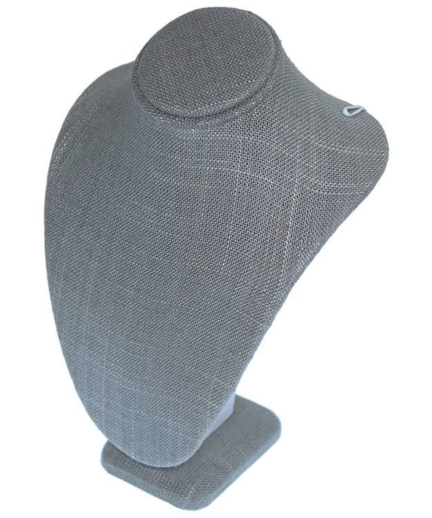 DCH7893 = Grey Linen Necklace Bust 5-1/4'' wide x 7-1/2'' high