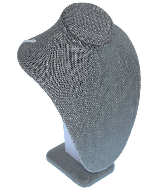 DCH7893 = Grey Linen Necklace Bust 5-1/4'' wide x 7-1/2'' high