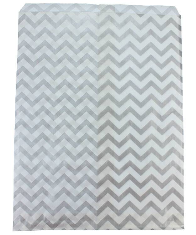 DBG1185 = Paper Gift Bag Silver Chevron Pattern 8-1/2'' x 11'' (Bundle of 100)