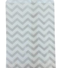 DBG1183 = Paper Gift Bag Silver Chevron Pattern 5'' x 7'' (Bundle of 100)