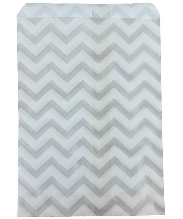 DBG1183 = Paper Gift Bag Silver Chevron Pattern 5'' x 7'' (Bundle of 100)