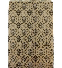 DBG1174 = Paper Gift Bag Black & Gold Damask Pattern 6'' x 9'' (Bundle of 100)