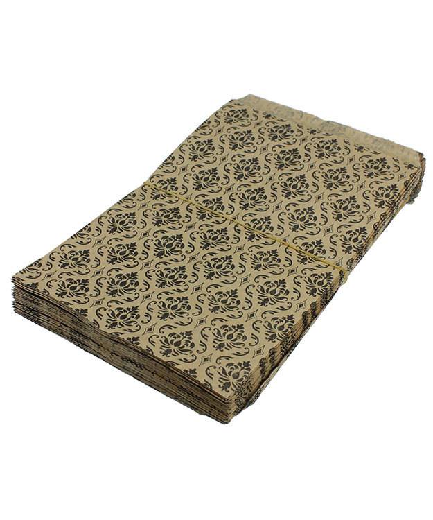 DBG1174 = Paper Gift Bag Black & Gold Damask Pattern 6'' x 9'' (Bundle of 100)