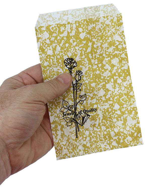 DBG1161 = Paper Gift Bag Gold and Black Pattern 4'' x 6'' (Bundle of 100)