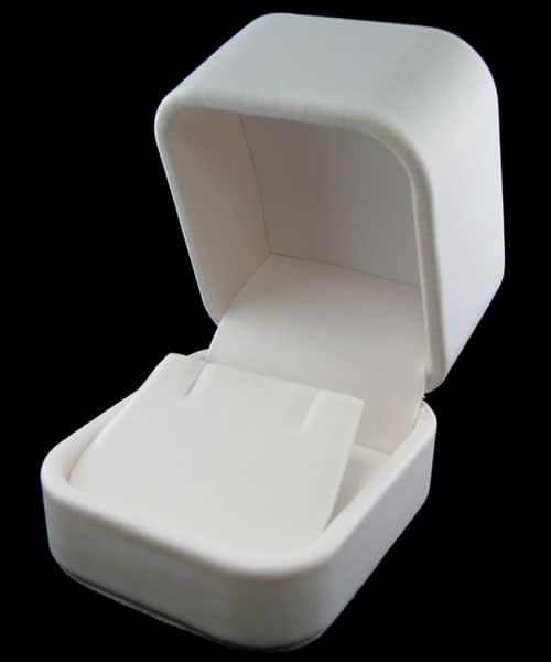 DBX5841W = White Leatherette Round Corner Earring Box (EACH)
