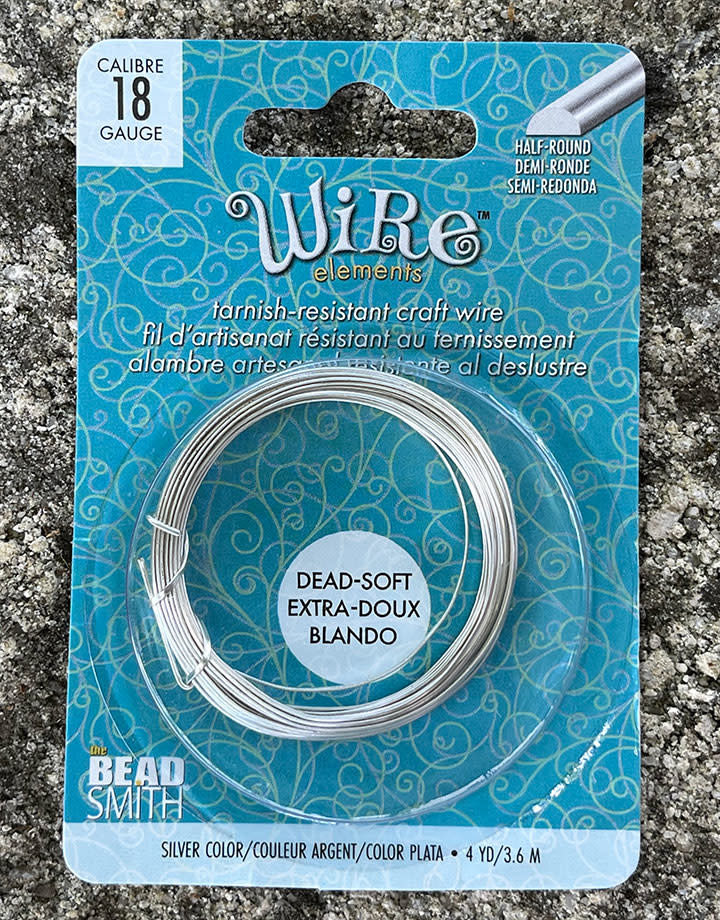 WR6118S = CRAFT WIRE 1/2 ROUND SILVER PLATED 18ga 4yd SPOOL