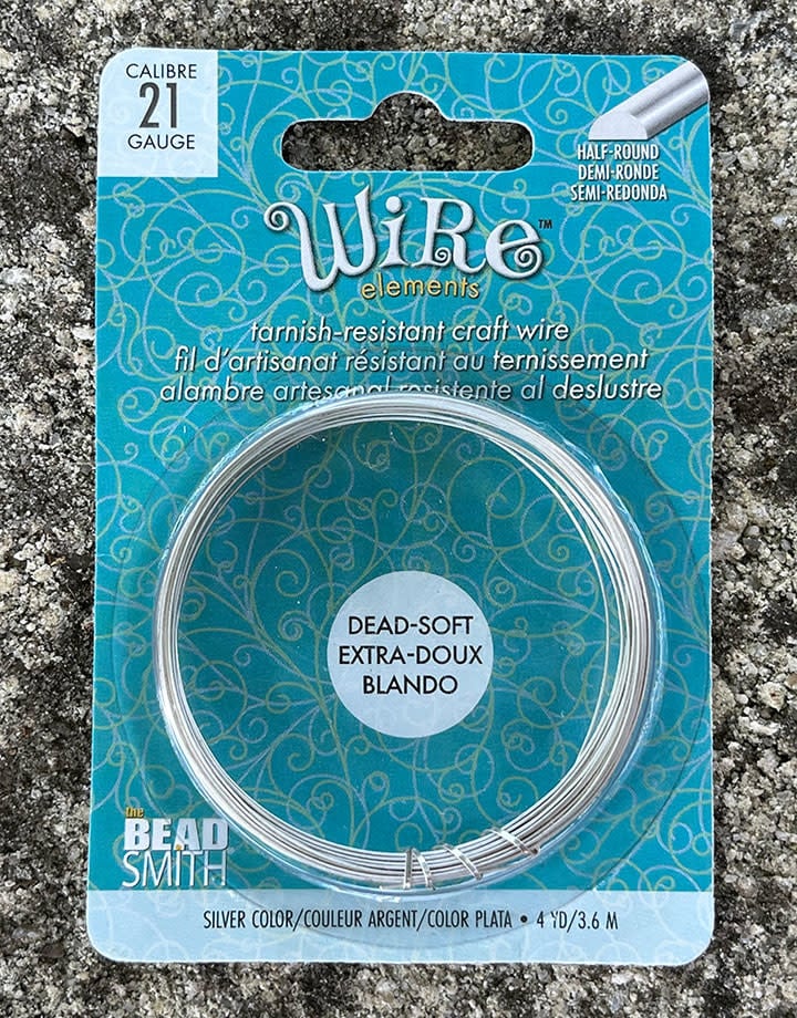 WR6121S = CRAFT WIRE 1/2 ROUND SILVER PLATED 21ga 4yd SPOOL