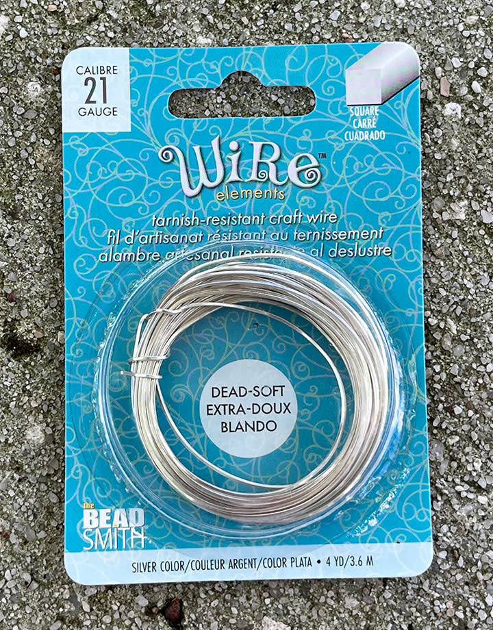 WR6221S = CRAFT WIRE SQUARE SILVER PLATED 21ga 4yd COIL