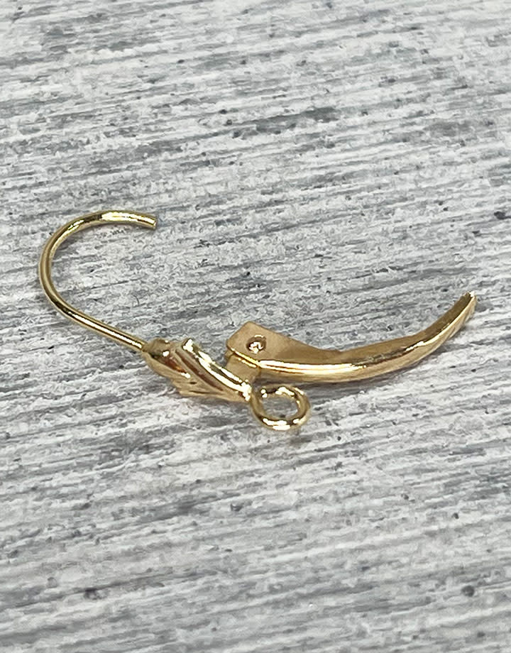 14K Gold Fleur De Lis Lever Back Earring Findings – Made In USA, 2 Pieces, Fine Jewelry