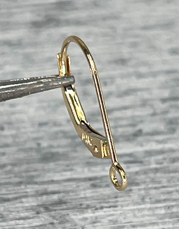 428-03 = Plain Earring Leverback with Ring 14K Gold