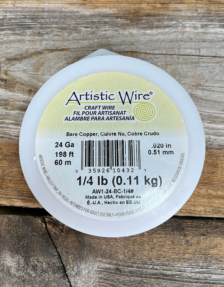 CRW24 = Copper Wire 24ga Round 0.5mm 1/4lb Spool