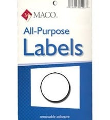 Maco Labels DTA6404 = Round White Adhesive Labels 5/16'' dia. (Pkg of 1000)