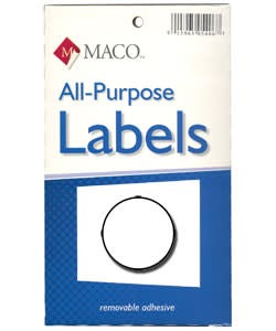 Maco Labels DTA6404 = Round White Adhesive Labels 5/16'' dia. (Pkg of 1000)