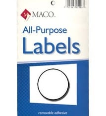 Maco Labels DTA6408 = Round White Adhesive Labels 3/4'' dia. (Pkg of 1000)
