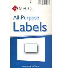 Maco Labels DTA6418 = Rectangular White Adhesive Labels 1/2'' x 3/4'' (Pkg of 1000)