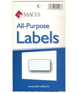 Maco Labels DTA6420 = Rectangular White Adhesive Labels 1/2'' x 1'' (Pkg of 1000)