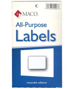 Maco Labels DTA6424 = Rectangular White Adhesive Labels 5/8'' x 7/8'' (Pkg of 1000)