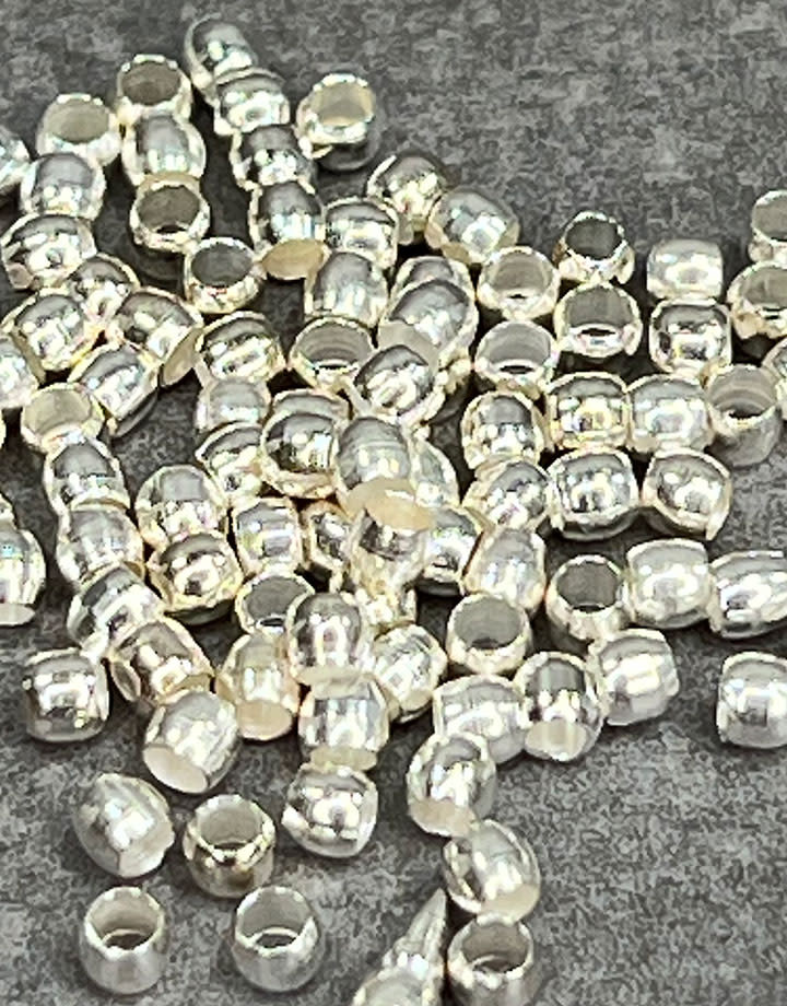 585CW-01 = CRIMP BEADS SILVER-PLATED #1, 2.0mm (100)