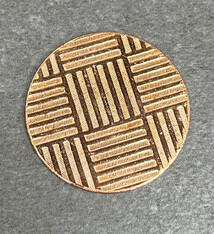 CSP625 = Pattern Copper Disc 1" x 24ga "Striped Square" (Pkg/6)