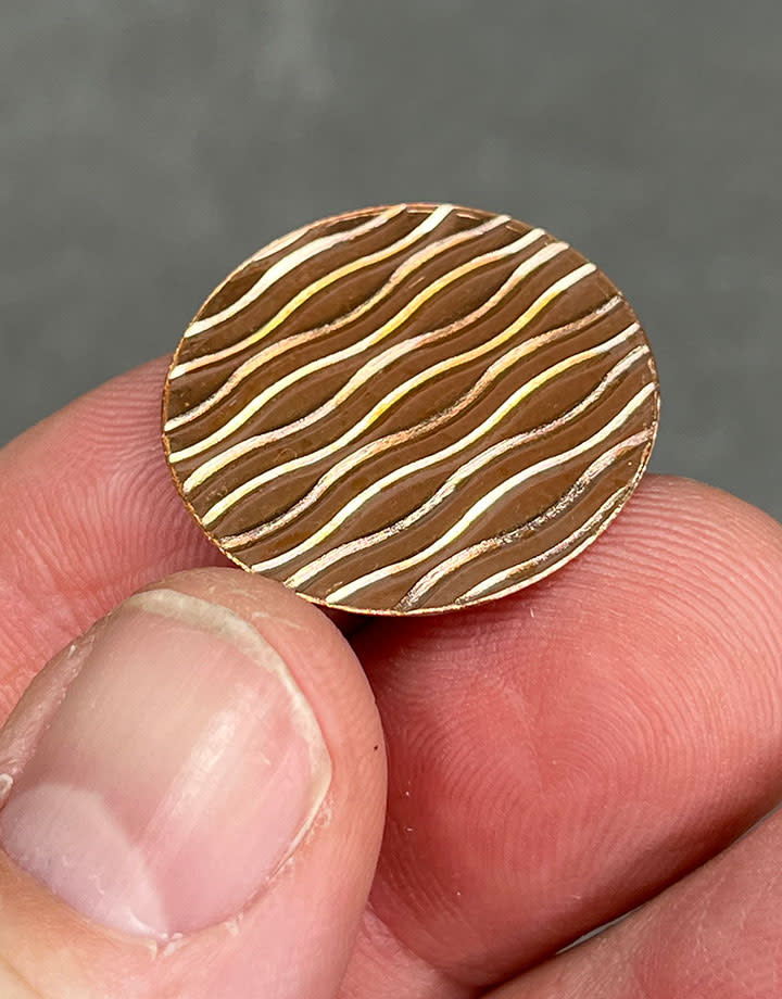CSP637 = Pattern Copper Disc 1" x 24ga "Wavy" (Pkg/6)