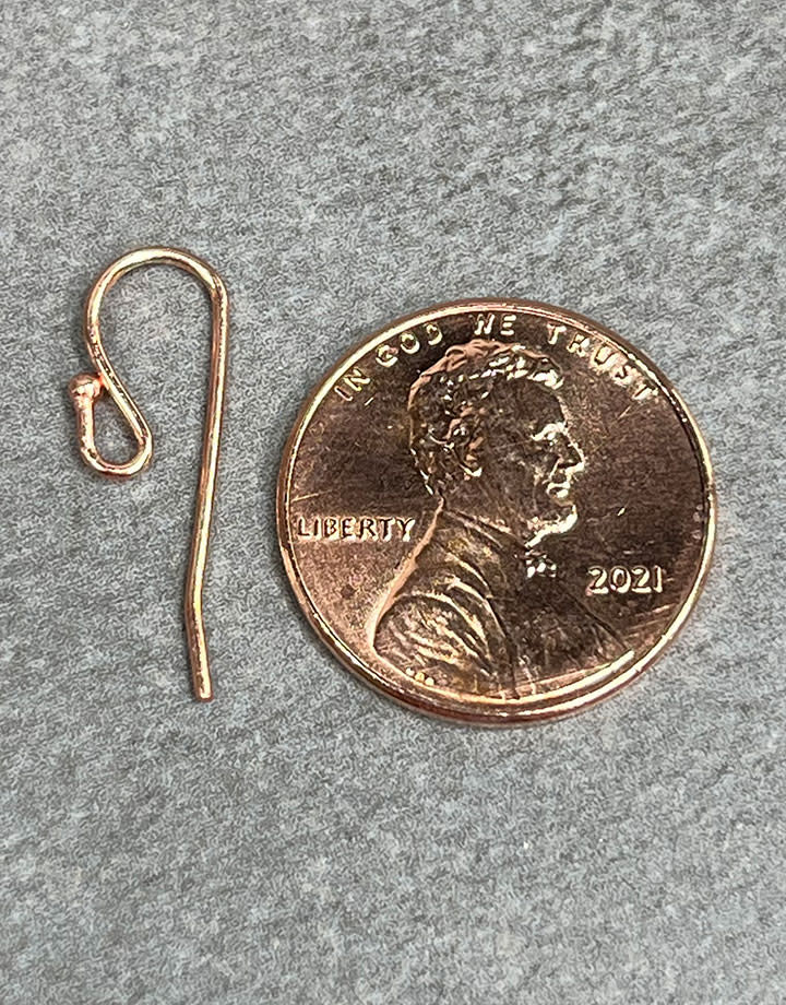 803CU-07 = Copper Earwire with Loop and 1mm Bead (Pkg of 20)