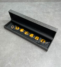 DBX3415 = Bracelet Box Premium Grey Mesh/Black Faux Leatherette