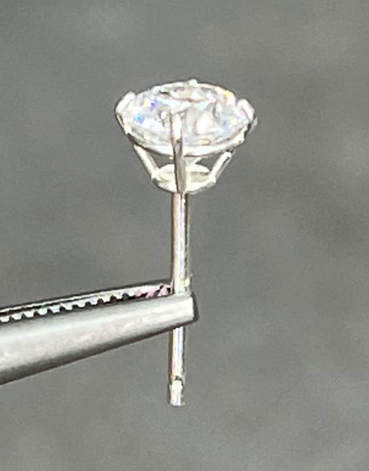 103S-5.0CZ = Sterling Cast Earring 4 Prong with 5mm CZs (Pair) Martini Glass Style