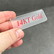 DSI5500 = Frosted Acrylic Sign with Red Letters 3"x1"  14KT GOLD  (Pkg of 3)