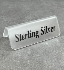 DSI5529 = Frosted Acrylic Sign with Black Letters 3''x1''  STERLING SILVER  (Pkg of 3)