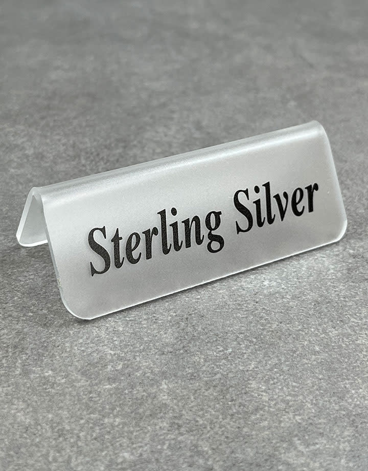 DSI5529 = Frosted Acrylic Sign with Black Letters 3''x1''  STERLING SILVER  (Pkg of 3)