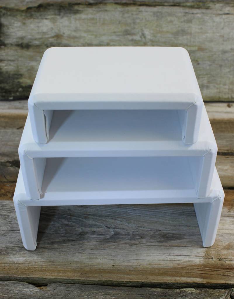 DIS6516 = White Leatherette Riser Set of 3pcs