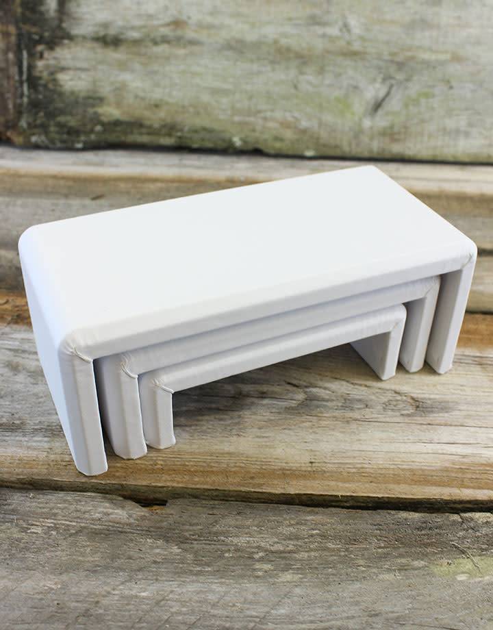 DIS6516 = White Leatherette Riser Set of 3pcs