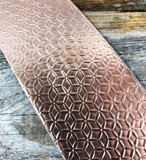 CSP44 = Patterned Copper Sheet ''Flower of Life'' 2'' x 6'' (Choose Gauge)