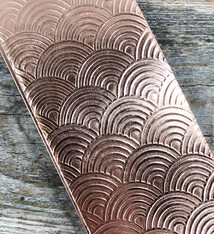 CSP45 = Patterned Copper Sheet ''Rainbows'' 2'' x 6''  (Choose Gauge)