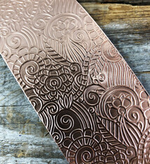 CSP43 = Patterned Copper Sheet ''Paisley Garden'' 2'' x 6'' (Choose Gauge)