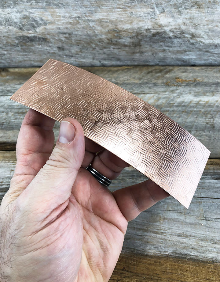 CSP36 = Patterned Copper Sheet ''Basket'' 2'' x 6'' (Choose Gauge)