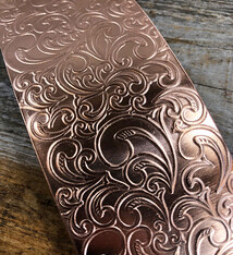 CSP34 = Patterned Copper Sheet ''Nouveau'' 2'' x 6'' (Choose Gauge)