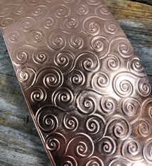 CSP33 = Patterned Copper Sheet ''Gust of Wind'' 2'' x 6'' (Choose Gauge)