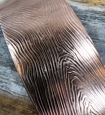 CSP32 = Patterned Copper Sheet ''Wood Grain'' 2'' x 6'' (Choose Gauge)