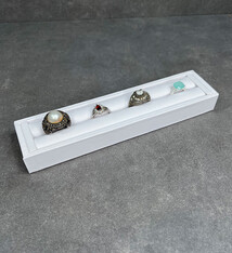 DRG6903 = White Leatherette Ring Slot Display 7-3/4"