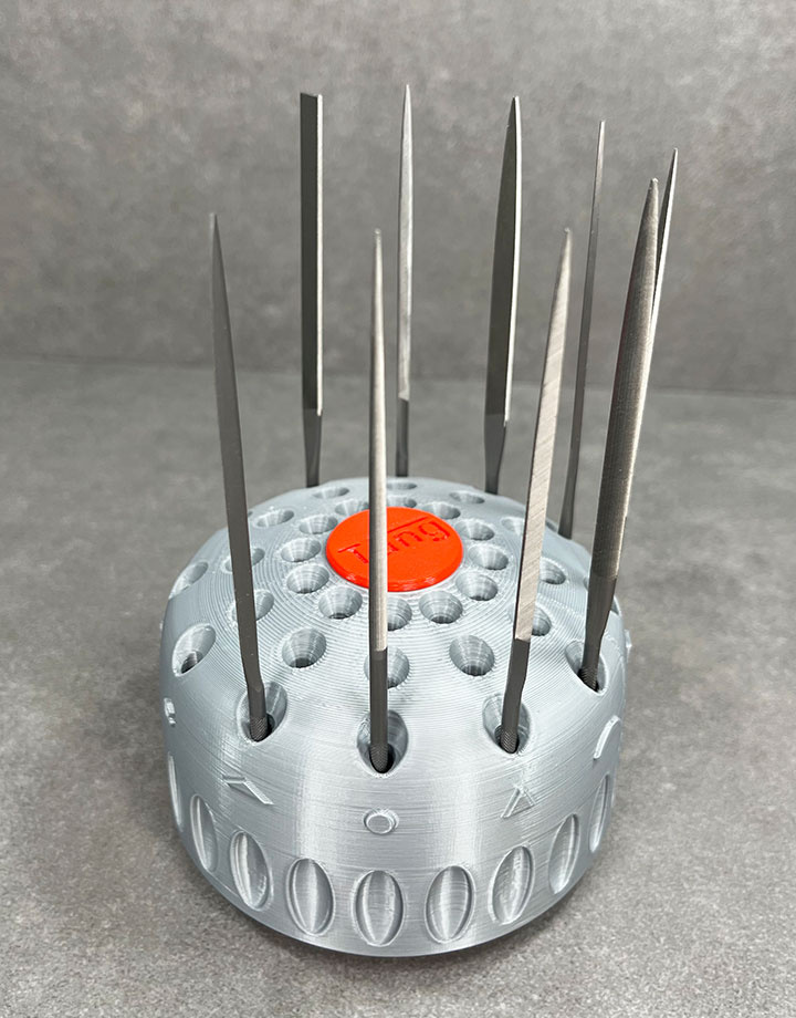 Grobet Needle File Set 5-1/2" with Tang Rotating Stand  (9 Pcs)
