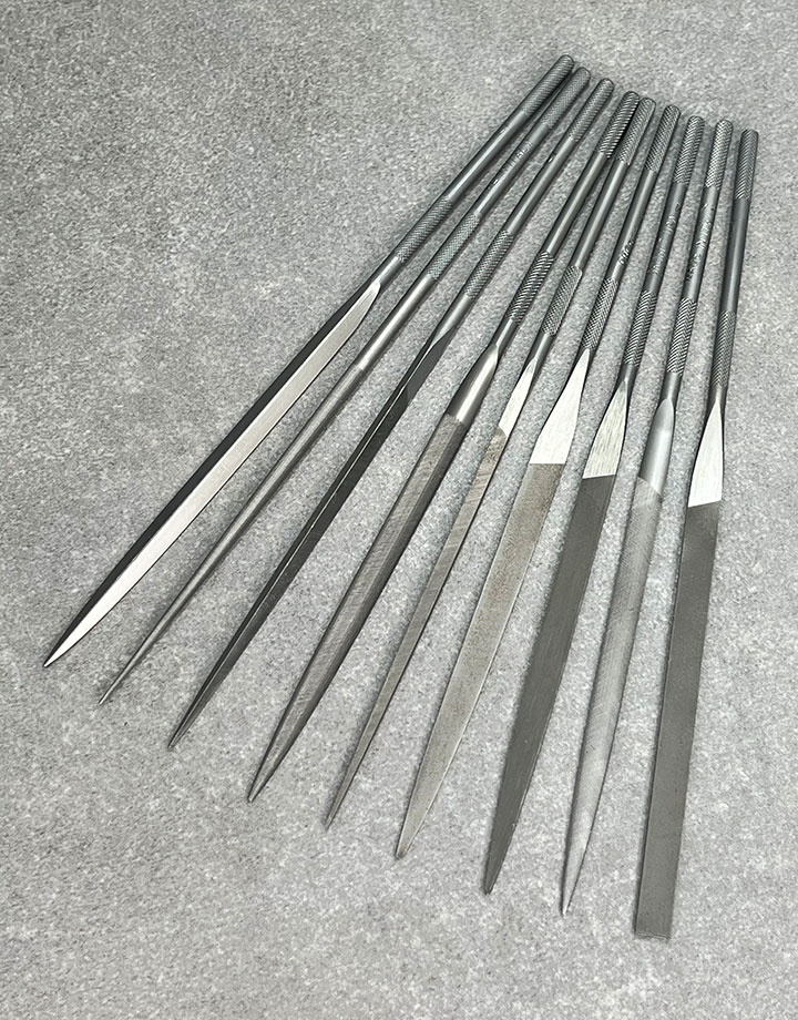 Grobet Needle File Set 5-1/2" with Tang Rotating Stand  (9 Pcs)