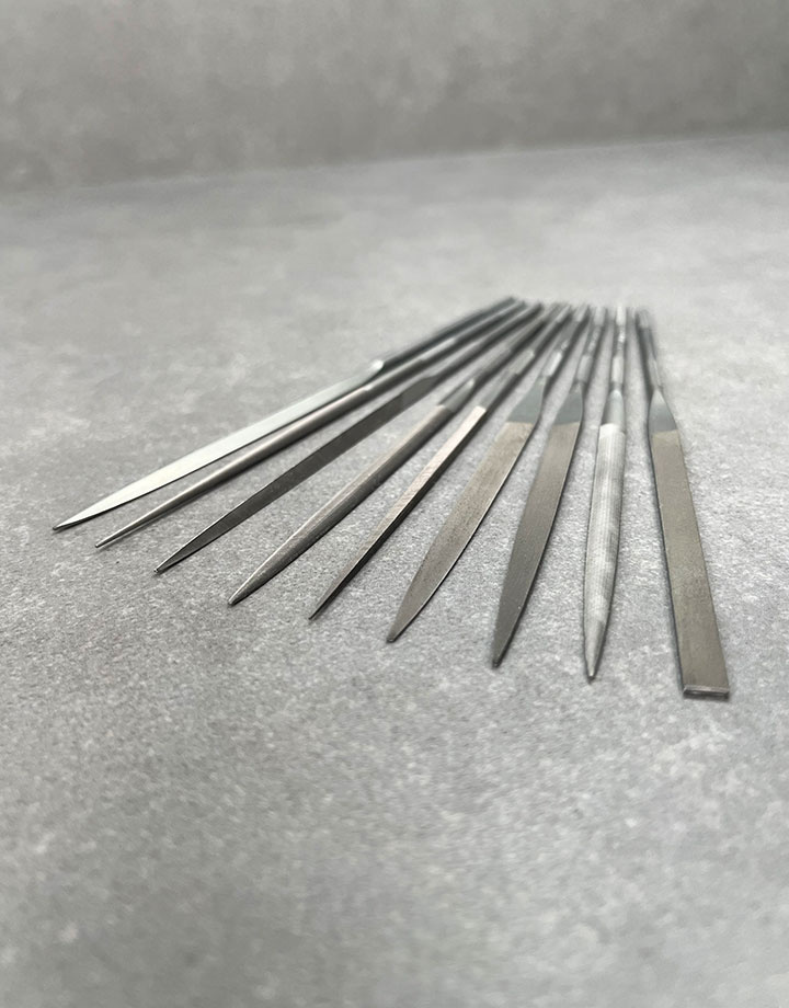 Grobet Needle File Set 5-1/2" with Tang Rotating Stand  (9 Pcs)