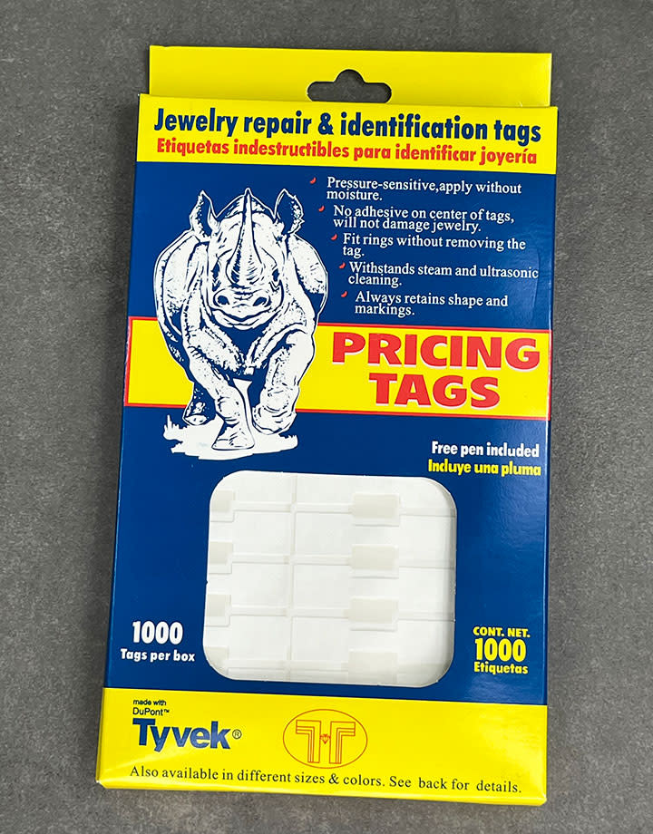 DTA7020 = White Tyvek Square Dumbbell Tags 1-9/16'' x 7/16'' (Pkg of 1000)