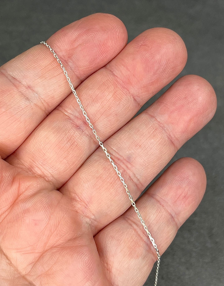 OBcable030 = Sterling 1.1mm Oval Beveled Cable Necklace