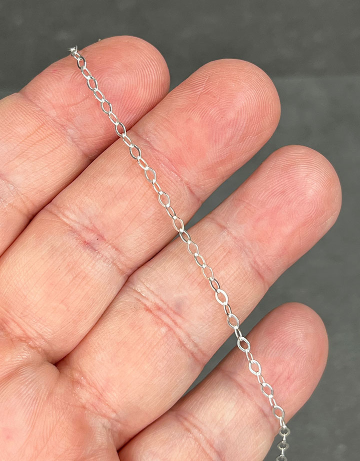 OFcable2.4 = Sterling 2.4mm Oval Flat Cable Necklace