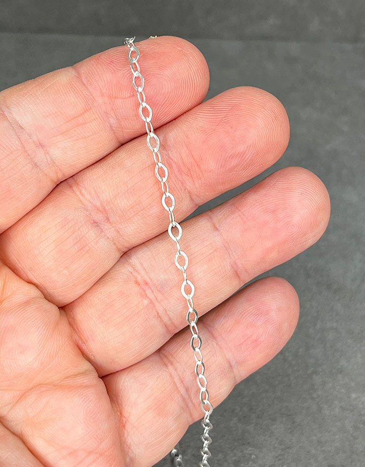 OFcable3.0 = Sterling 3.0mm Oval Flat Cable Necklace