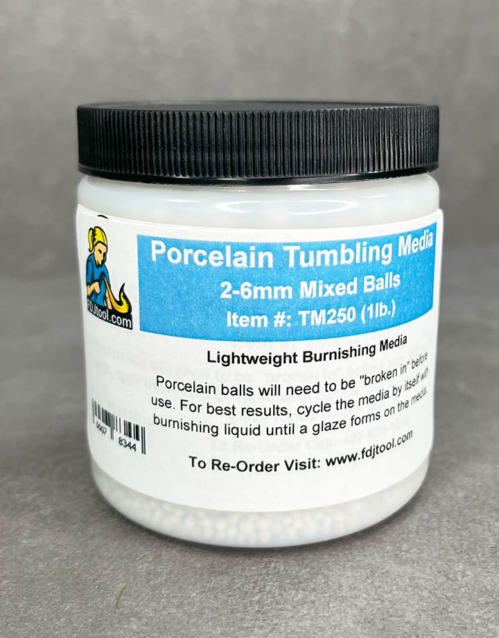 TM250 = Porcelain Balls Tumbling Media Mixed Sizes 2-6mm - 1lb Container