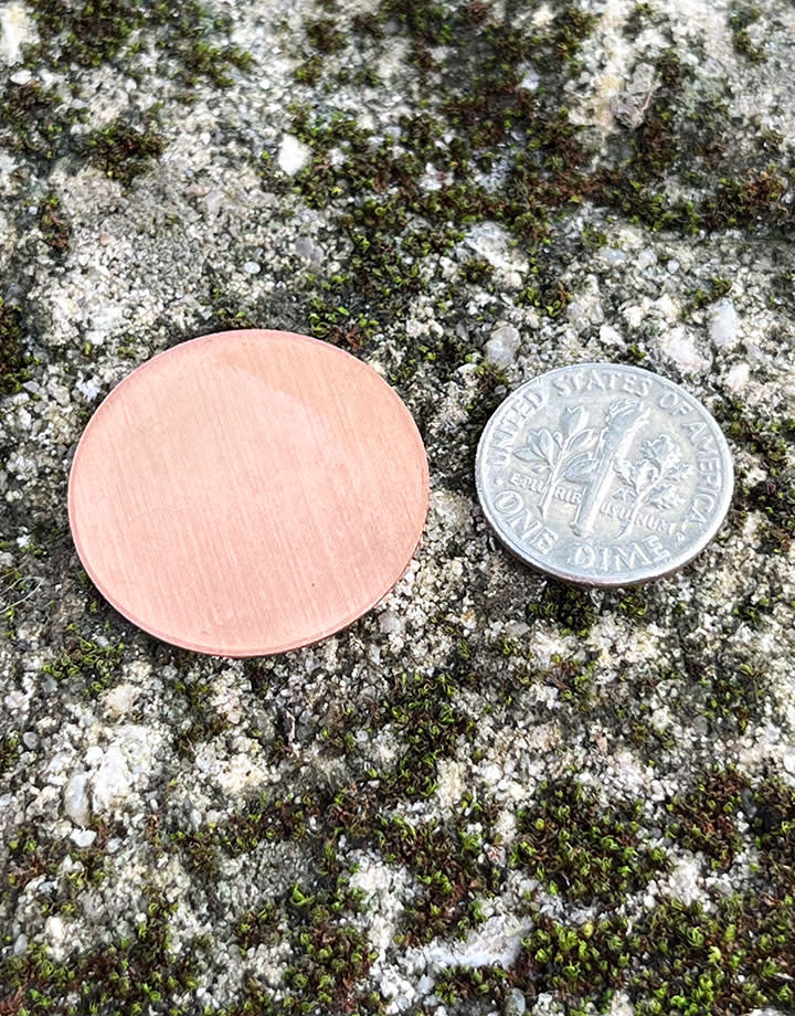 MSC10624 = COPPER SHAPE - ROUND 1'' dia (24ga) (Pkg of 6)